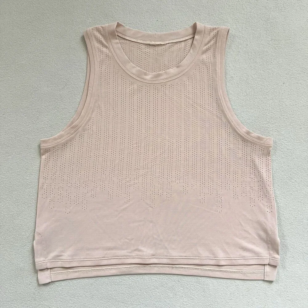 Lululemon Women Ballet Slipper Pink Train to Be Tank Cropped Relaxed Top 4 6